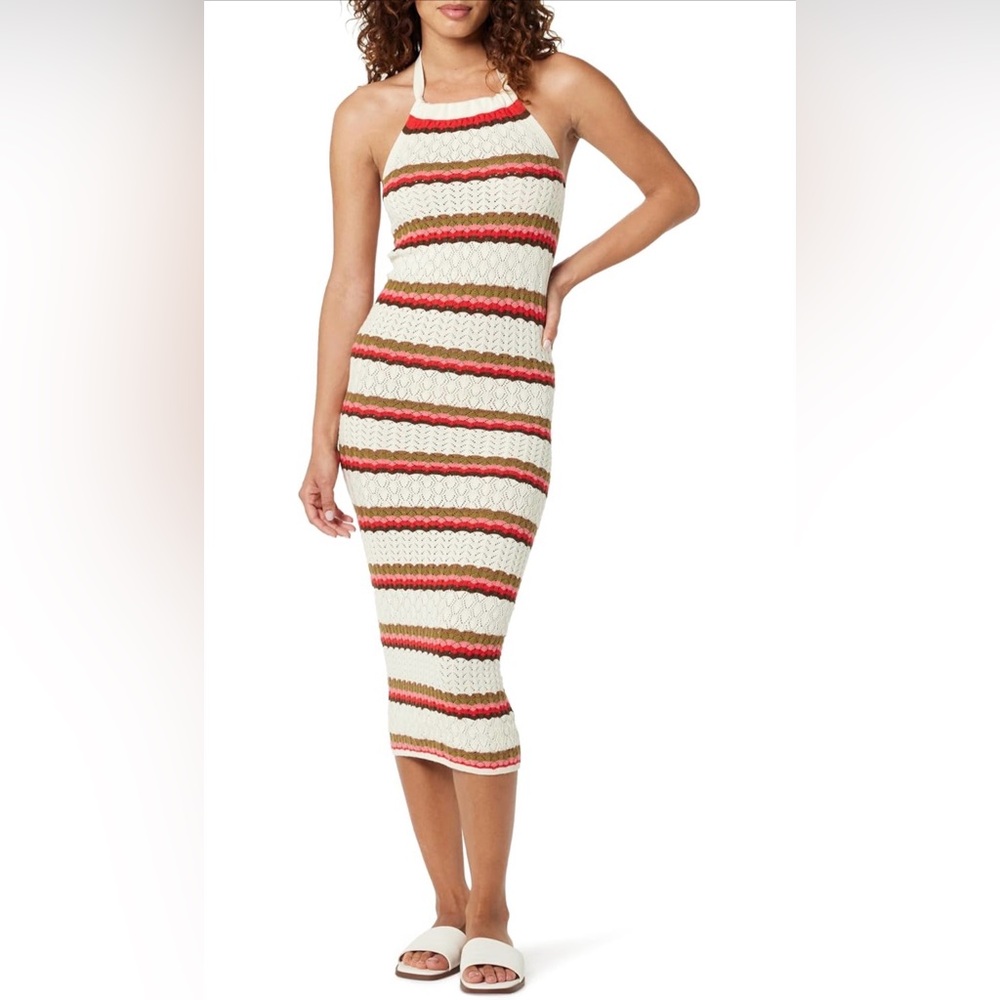 NEW! The Drop Women’s Jayla Sleeveless Crochet Midi Dress – Size M, Birch Stripe